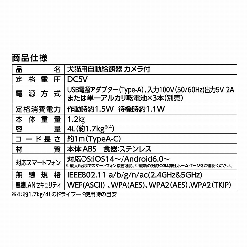 ペット用オートフィーダー<br>カメラ付ＮＥＷ