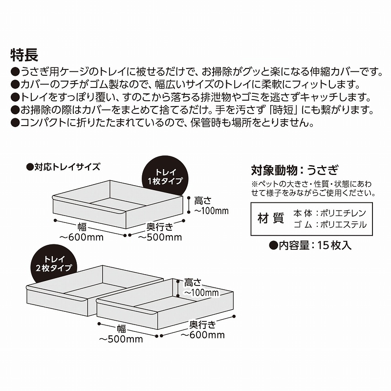 うさぎケージトレイの<br>お掃除すぎたカバー