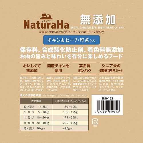 ナチュラハ 無添加<br>チキン&ビーフ・野菜入り<br>11歳以上用